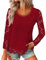 Tunique Femme Chic Et Elegant,Chemisiers Et Blouses Femme Haut Femme Ete Dentelle VêTements Femme Tee Shirt Femme Manches Longues Blouse Femme Grande Taille Chemise Longue Femme(vin,3XL)