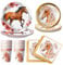 Lvefyti Lot de 80 assiettes en carton pour anniversaire d'enfant - Motif cheval - Décoration d'anniversaire - Gobelets en carton - Accessoires de fête pour 20 invités