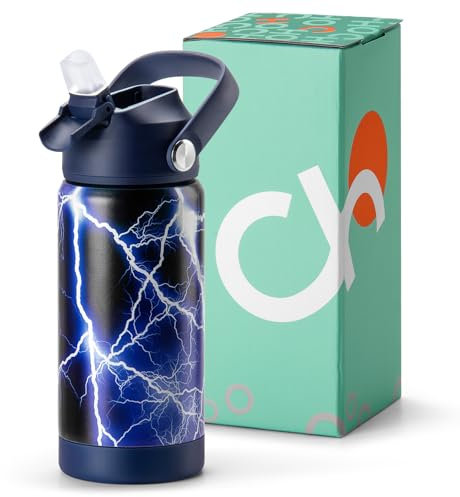 Choco Mocha Gourde Isotherme Enfants avec Paille Bouteille d'eau Isolée en Acier Inoxydable pour l'école, Le Sport, Les Voyages, Sans BPA