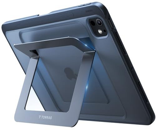 TORRAS Ostand K1 Guardian Étui pour iPad Pro 33 cm 2025 M5 et 2024 M4, support ultra stable, plusieurs angles de vue réglables, béquille de protection fine avec porte-crayon, noir