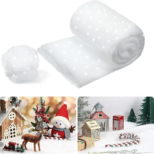 Yiliastore 9,8 x 2,6 fuß Weihnachten Schneedecke Rolle Glitzer Schneedecke Gefälschte Schneedecken für Weihnachtsdorf Künstlicher Schnee Teppich Schneedecke Flauschiger Kunstschnee