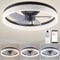 ZYDTRIP Ceiling Fans with Lights and Remote, 19.7 Inch Ceiling Fan, 6 Speeds, Reversible, Dimmable Flush Mount Fan Light, Modern and Bladeless Ceiling Fan Light for Bedroom Living Room Dining Room