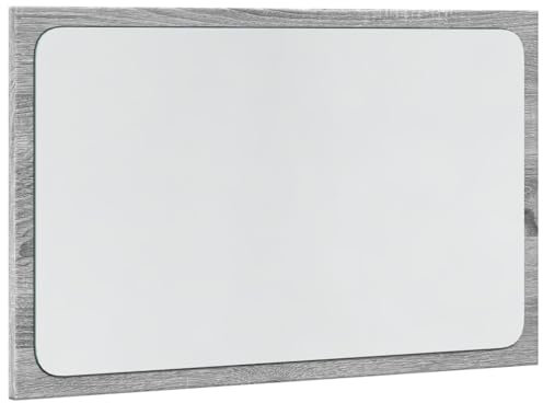vidaXL Badspiegel, Badezimmerspiegel mit LED-Beleuchtung, Wandspiegel für Badezimmer, Spiegel Badmöbel, Grau Sonoma Holzwerkstoff Glas