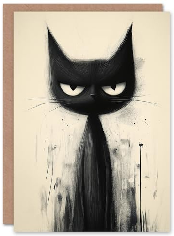 Artery8 Greeting Card Sinister Black Cat Creepy Witches Coven Horror Blank For All Halloween Card