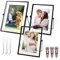 DAJAVE 3 Stück Bilderrahmen Stehend Glas A5, 15x20cm Glas Metall Fotorahmen, Schwarze Tischplatte Regal Fotorahmen A5, Glasrahmen für Festival, Hochzeit,Home Decoration Winkel der Klammer 60°