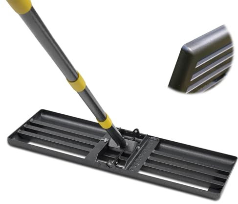 Rastrello livellatore per prato, resistente, 68 x 25,4 cm, con manico regolabile da 177,8 cm, strumento di classificazione paesaggistica di grado commerciale, livellatore pieghevole per sabbia del