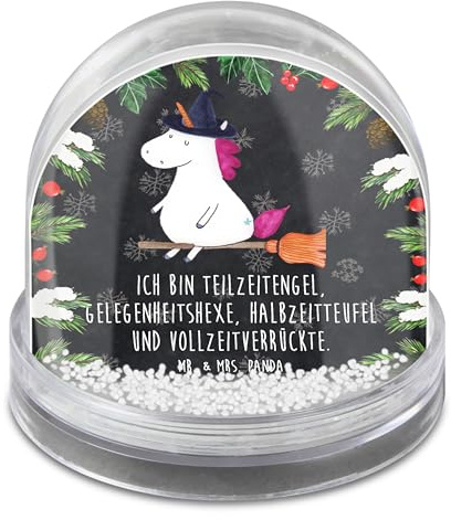 Mr. & Mrs. Panda Schneekugel Einhorn Hexe - Geschenk, Unicorn, dekoartikel, Frau, Teufel, Engel, Modern, Einhörner, Weihnachts, Weihnachten, Schnee Kugel