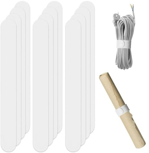 12 Stück weiße Flip Wraps Silikon überzogene Metallstreifen Flip 2,5 x 21,6 cm Geschenkpapierhalter Posterhalter Papierrollenhalter Stabilisator Slap Bands für Aufbewahrung Organisation,weiße