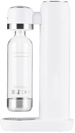NextWhip kompatibel mit einschraubbarem 60L CO2 Zylinder CO2 Premium Wassersprudler, Weiß, inkl. 1L Flasche