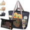 AUNGKWANG 2 Stück Mesh Strandtasche XXL Familie, Badetasche Damen, Große Wasserdichte Strandtasche Damen mit Kleine Badetasche, Beach Bag für Strand, Urlaub, Pool, Reisen Einkaufen und Alltag, Schwarz