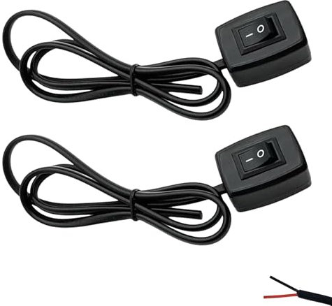 Powice 2 interruttori a levetta da 12 V con retro autoadesivo, interruttore da 3 A 12 V/24 V con cavo da 75 cm, interruttore a levetta da 12 V per il controllo dell'elettronica della luce dell'auto