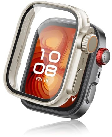 Haofun Cover per Huawei Watch Fit 4 Pro, con 9H HD Ultra Vetro Temperato Pellicola Protettiva, PC Protettiva Custodia, Protezione Completa - Luce stellare