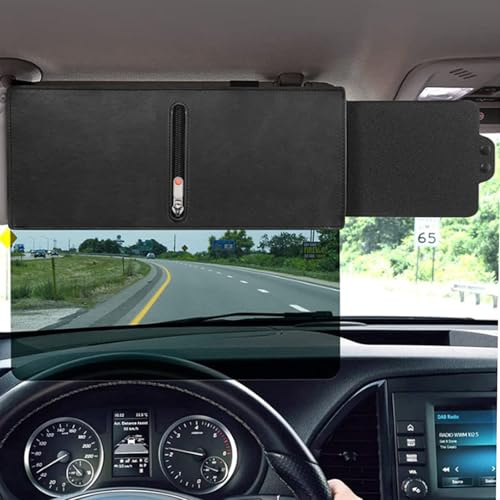 BAIFULAI - Parasol de coche extensible, con protección UV y antirreflejante, extensión ajustable, antideslumbramiento, para conductor y pasajero, negro, universal para coche, SUV, camion
