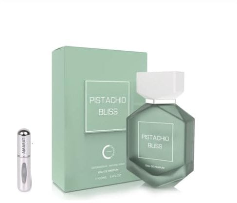 Perfume Pistachio Bliss Eau de Parfum 100 ml, Perfume Árabe Unisex de Larga Duración, Incluye Atomizador, Fragancia con Notas de Pistacho, Avellana, Vainilla y Algodón de Azúcar (Pistachio Bliss)