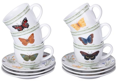 Villa d'Este Home Tivoli 1996 Set 6 tazzine 90 ml con piattino in porcellana, Botanist