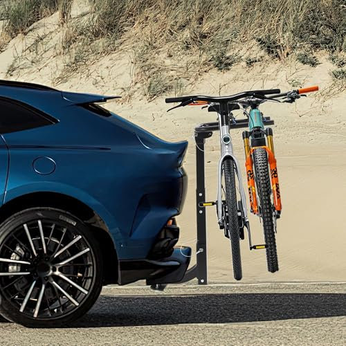 Porte-vélos pour 2 vélos avec tendeur d'attelage de remorque, sangles, pour voitures, camions, SUV et monospaces, facile à installer et à utiliser