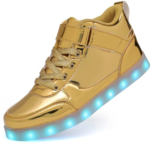 Scarpe da ginnastica con luci LED, unisex, alte e luminose, lampeggianti, ricarica USB, stringate, per donne e uomini