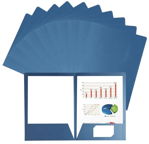 10 Pièces Chemise Cartonnées A4 à Deux Pochettes,Sous Chemise Papier Farde Cartonnée Chemise,Cartonnée avec Rabat,Dossier Carton Pochette de Classement Pochette de Fichier Rapport pour Bureau (Bleu)