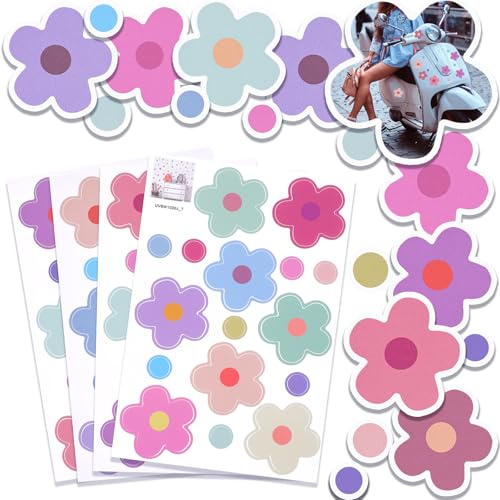XLIUAX Lot De 70 Autocollants Fleurs Pour Vélo, Imperméables, Voiture, Moto, Bus, Casque, Scooter, En Vinyle, Pour Vélo Fenêtre, Journal, Planificateur, Ordinateur Portable, Bagages, Décoration
