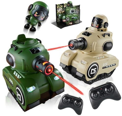 SKEKECIE 2 Pack RC Battle Tanks, RC Tank that Shoots with Infrared System & Sound Effects, Remote Control Tank with HP Station for Boys & Girls Age 6-12, Christmas Birthday Easter Gifts for 8-12