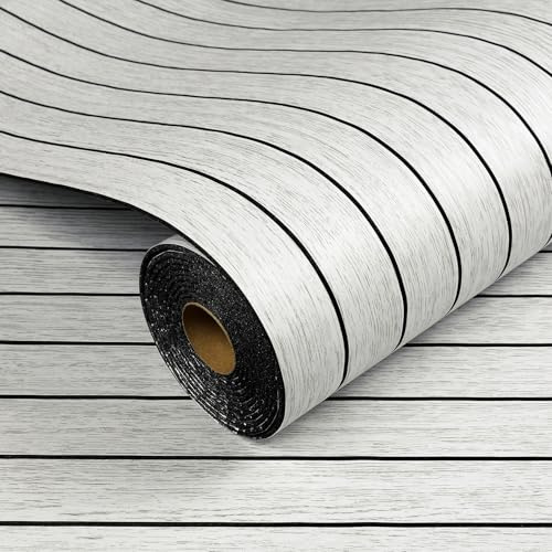 Livelynine Thick 3D Wall Panels Self Adhesive Roll Light Wood Effect Wallpaper for Living Room Bedroom Hallway 90CMx5M Off White Panel Wallpaper Peel and Stick Slat Wall Panelling for Office Decor