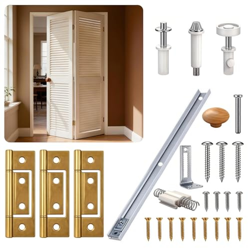 JAXYOOM Bifold Door Hardware Kit - Complete 30 Sliding Track Set with Pivots & Wheels for Closet Door Repair or Replacement, Fits Standard Bi-Fold Doors (Easy DIY Installation)