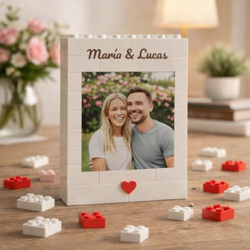 Personalisierte Foto Bausteine Puzzle mit Bild & Name, Individuelle Blocksteine Puzzle zum Selbstbauen, Personalisierte Geschenke für Ihn & Sie, Fotogeschenke zu Valentinstag Jahrestag Geburtstag