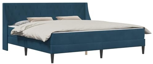 vidaXL Bettgestell mit Matratze mit Matratze Blau 200 x 200 cm Samt, Zeitgenössisches Schlafzimmer Bettgestell, Stylisches Samt, Langlebiges Matratzen-Set, Rechteckiges Design, Schicke Wohnmöbel