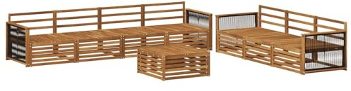 vidaXL Outdoor-Sofagarnitur 8 pcs Natur Massivholz Akazie, Garten Sofa, modernes Outdoor-Mobiliar, Bequeme Lounge-Ecke für Terrasse und Patio