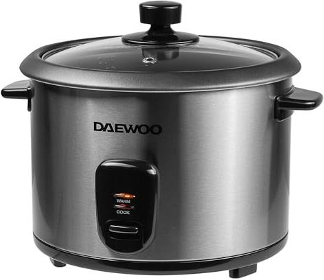 Daewoo Rice Cooker, 1.8 Litre Non-Stick Bowl With Steamer Basket | Cooks up to 10 cups of rice, Non-stick removable cooking bowl, Automatic Keep Warm function, One-touch operation