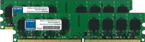 GLOBAL MEMORY 4 GB (2 x 2 GB) DDR2 533 MHz PC2 – 4200 240-PIN DIMM Memoria RAM Kit per PC Desktop/schede Madri