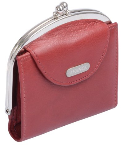 AVANCO Damenknipsbörse Echt-Leder, cherry, 10x10x1,5cm