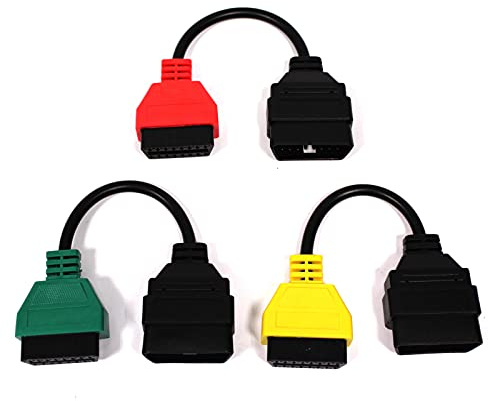 BeMatik - Kit 3 cavi diagnostici OBD2 compatibili con il software Fiat ECU Scan 24cm