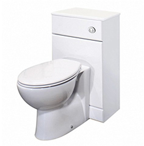 Linx BTW Back to Wall WC Toilet High Gloss White Bathroom Furniture Concealed Cistern Cabinet Unit - 500 x 300mm