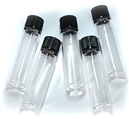 SHC Web 5 x 3.5ml Empty Glass Bottle with Black Screw Cap - Clear Sample Vial Tubes
