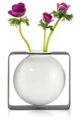 Philippi - Float Vase, rund - schwebende Vase im Metallgestell - für Tupen, Rosen, effektvolle dekorative Vase