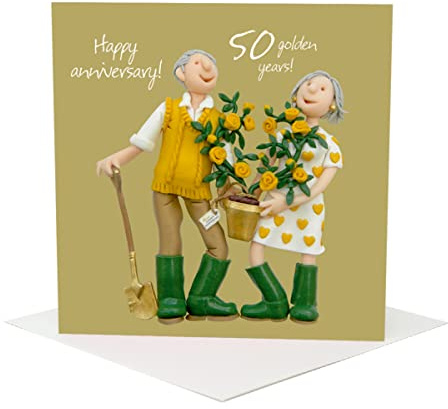 Holy Mackerel 50th Wedding Anniversary Card for Couple — Fun Golden Wedding Anniversary Card — Original Artwork by Erica Sturla