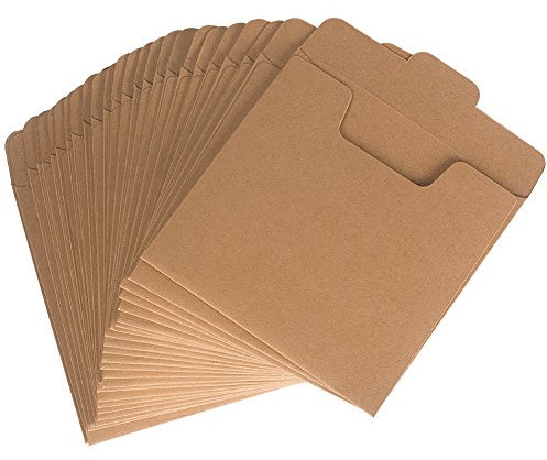 Benail 50 Pcs Kraft DVD Sleeve CD Paper Disc Sleeve Envelopes Kraft Paper Cardboard 5 x 5(12.7cm x 12.7cm)