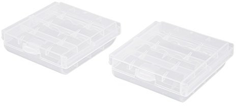 sourcing map 2pcs AAA/AA 4 Cell Batteries Holder Portable Battery Storage Case Protective Container Clear