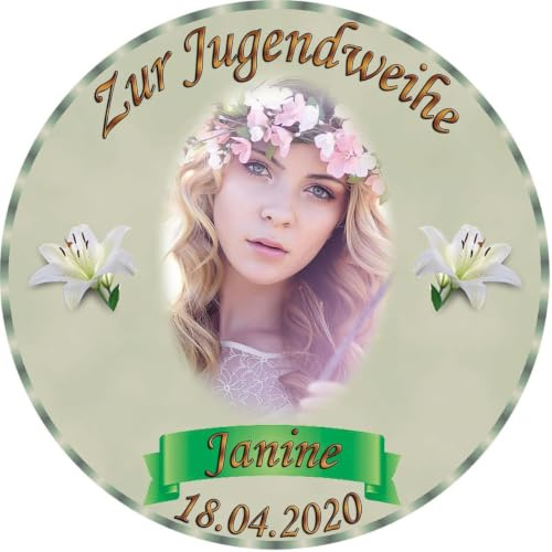 Tortenaufleger Fototorte Tortenbild zur Jugendweihe rund 20 cm Durchmesser JW1