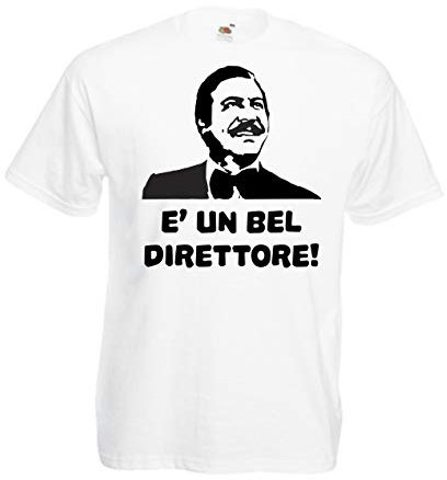 CHEIDEASTORE T-Shirt Maglietta CALBONI E' Un Bel Direttore Fantozzi Uomo (XXLarge, Bianco)