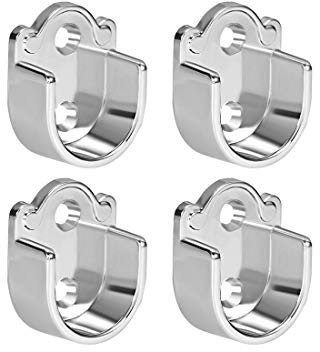 sourcing map 4pcs Zinc Alloy Wardrobe Closet Rod Bracket, Shower Curtain Rod Pole End Supports Sockets Flange Holder Fit Rod Dia 19mm