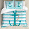 ABAKUHAUS Teal Bettwäsche Set für Doppelbetten, Schiffsanker Marine Life, Weicher Microfaserstoff Allegigeignet kein Verblassen, Teal Turquoise Weiß