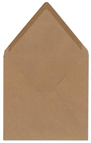 100 Quadratische Brief-umschläge Kraft-papier Vintage Braun Recycling - 15,5 x 15,5 cm - 120 g/m² Nassklebung ohne Fenster Marke Glüxx-Agent