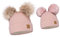 ELIMELI Eltern-Kind Mütze Mädchen Warme Wintermütze für Mutter und Tochter Mütze Damen Winter mit Zwei Bommeln Slouch Strick Beanie Damen Bommelmütze Kinder Mama und Baby Cap Set 3 (Rosa)