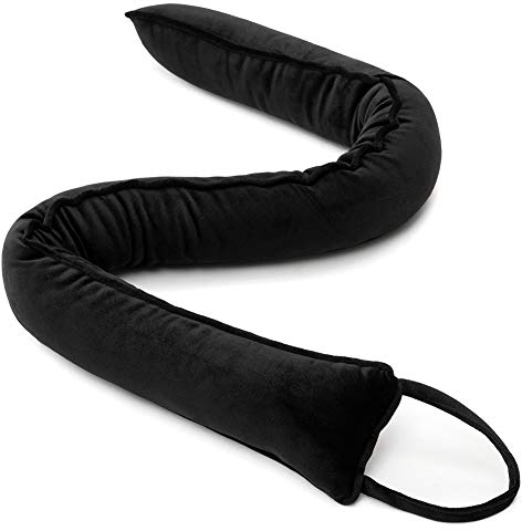 DreamQuil Under Door Snake Draft Stopper - Noise Air Blocker With Heavy Bottom Guard - Reduce Light Wind Seal Sweep for Outside Patio Exterior or Interior Doors 36inch (Ink Black)