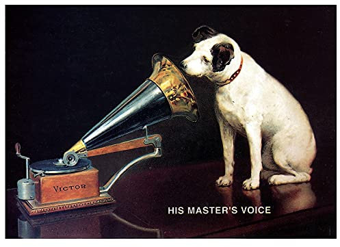Legendarte Vintage Werbeposter Nipper - His Master's Voice - Wanddeko, Canvas cm. 50x70