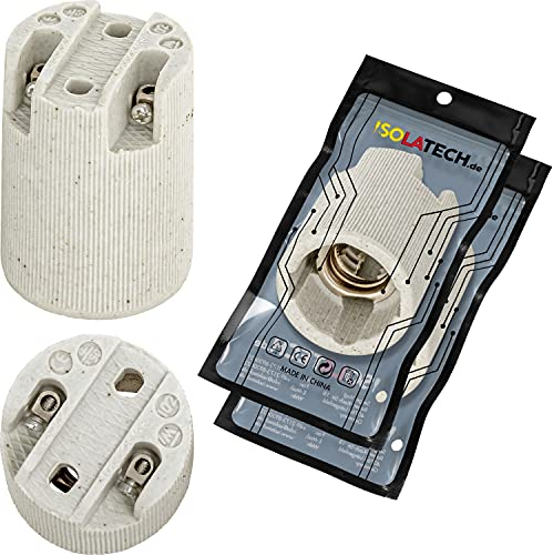 ISOLATECH 2Stk E14 Keramik Lampenfassung LED Energiesparlampen (max.250V/4A) Leuchtmittel Home Küche Kühlschrank Badezimmer Decke Installation Sockel Halterung einbauen hitzebeständig