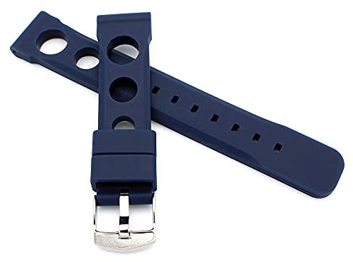 Sulla Bracelet de montre en silicone style rallye pour le sport et les loisirs, bleu, 18 mm, Sangles