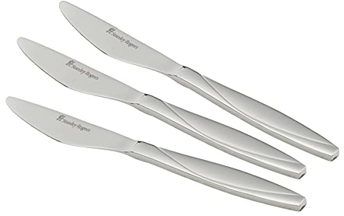Stanley Rogers Menümesser HARVARD, hochwertige Messer aus rostfreiem Edelstahl, unverzichtbare Tafelmesser mit schwungvoll-edlem Design für den Heimgebrauch (Farbe: Silber), Menge: 1 x 3er Set